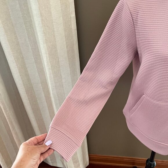 Women's Dusty Rose Skechers GoWalk Ribbed Hoodless Zip-up Jacket, Size Medium - Picture 3 of 9